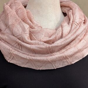 Peachy Pink Metallic Infinity Scarf